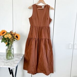 Aritzia Wilfred Tiered Brown Sleeveless Maxi Dress ✨ Sz 6